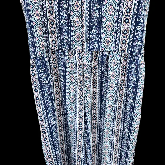 Knit Works Blue Patterned Sleeveless Jumpsuit Girls Size 14 - Picture 10 of 14